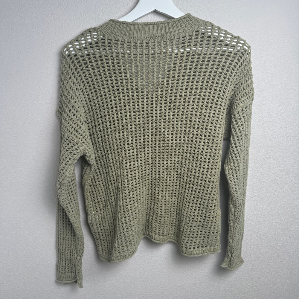 Madewell Oversize Open Stitch Fisherman Pullover Sweater Heather Seedling NEW - Picture 4 of 8